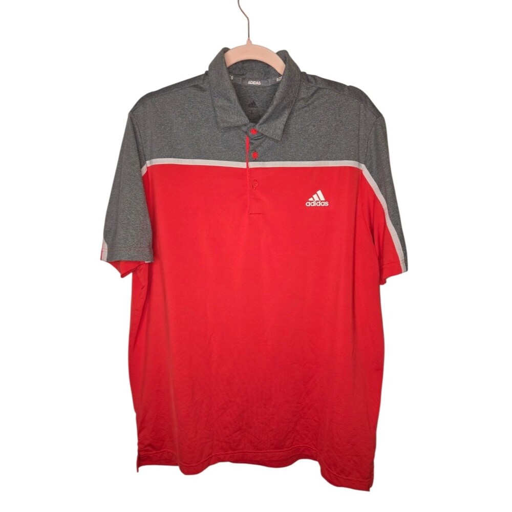 Adidas Men's Ultimate365 Colorblock Polo Shirt, Size L, Coral & Gray, Summer Gol